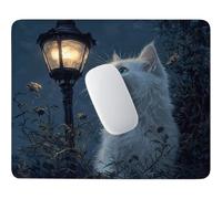 Tappetino Mouse Gatto bianco sotto il lampione stradale 30 x 25 cm w-577