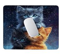 Tappetino Mouse Gatto sotto il cielo stellato Impermeabile 42 x 35 cm w-880 | Base Gomma Morbida Antiscivolo, Tessuto Poliestere, Asciugatura Veloce, per Scrivanie Legno e Vetro, Viaggi Lavorativi