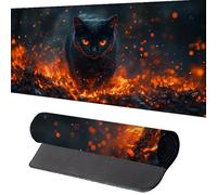 Tappetino Mouse Gatto Tappetino Scrivania 800x300x3mm, NeroTappetini Scrivania con Bordi Cuciti Impermeabile Antiscivolo Base Mouse Pad per Ufficio Migliora la Precisione e la Velocità, Regalo Q-H
