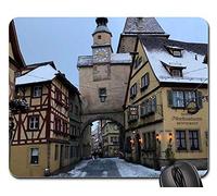 Tappetino Mouse, Germany Rothenburg De Tauber Snow Winter Small Town Gaming Tappetino Mouse Ergonomico Tampone per Mouse Pratica Tappetino da Gaming per Laptop Pc 25X30Cm