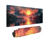 Tappetino Mouse Giallo Tappetino Mouse XXL 100 x 50 cm, Mousepad Luna Sottomano Scrivania con Bordi Cuciti, Impermeabile Accessori Gaming con Base in Gomma Antiscivolo per Computer -zjn2509GB25