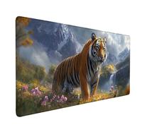 Tappetino Mouse Giallo Tappetino Mouse XXL 100 x 50 cm, Mousepad Tigre Sottomano Scrivania con Base in Gomma Antiscivolo, Impermeabile Tappeto Scrivania con Bordi Cuciti per Computer, PC -bby2509AX