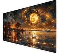 Tappetino Mouse Giallo Tappetino Mouse XXL 1000 x 500 mm, Mousepad Luna Sottomano Scrivania con Base in Gomma Antiscivolo, Impermeabile Tappeto Scrivania con Bordi Cuciti per PC, Laptop -yym2509YL