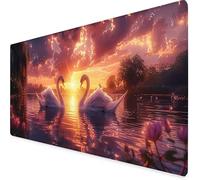 Tappetino Mouse Giallo Tappetino Mouse XXL 1000x500 mm, Mousepad Cigno Sottomano Scrivania con Base in Gomma Antiscivolo, Impermeabile Tappeto Scrivania con Bordi Cuciti per PC, Laptop -yym2509HP