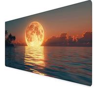 Tappetino Mouse Giallo Tappetino Mouse XXL 600 x 300 mm, Mousepad Luna Sottomano Scrivania con Base in Gomma Antiscivolo, Impermeabile Tappeto Scrivania con Bordi Cuciti per PC, Laptop -yym2509J5