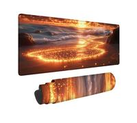 Tappetino Mouse Giallo Tappetino Mouse XXL 800x400x3mm, Mousepad Spiaggia Sottomano Scrivania con Base in Gomma Antiscivolo, Impermeabile Tappeto Scrivania con Bordi Cuciti per Laptop -hjw2601TG