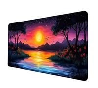 Tappetino Mouse Giallo Tappetino Scrivania Grande 800 x 400mm, Mousepad Tramonto Sottomano Scrivania con Bordi Cuciti, Impermeabile Mousepad Base in Gomma Antiscivolo per PC, Laptop, Gaming -hjw2506QH