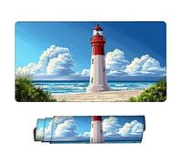 Tappetino Mouse Gioco, XXL 800 x 400 x 3 mm Grande Mouse Pad, Tappetino Scrivania con Base in Gomma Antiscivolo, Mousepad con Bordi Cuciti per Computer, PC, Laptop, Regalo per Uomo (faro) i-7