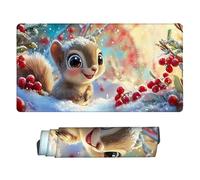 Tappetino Mouse Gioco, XXL 900 x 400 mm Grande Mouse Pad, Tappetino Scrivania con Base in Gomma Antiscivolo, Mousepad con Bordi Cuciti, per PC, Laptop, Regalo per Uomo (scoiattolo invernale) v-184