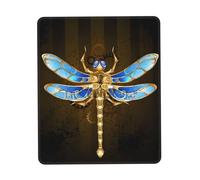 Tappetino Mouse, Gold Steampunk Mechanical Dragonfly Tappetino per Mouse Pratica Tappetini Mouse Base in Gomma Tappetini per Il Mouse da Gioco per Gaming Mouse 25X30Cm
