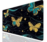 Tappetino Mouse Grande XXL 1000x500x3mm, Farfalla Tappetino Mouse Gaming Antiscivolo Impermeabile, Base in Gomma, Bordi Cuciti Rinforzati, Superficie Liscia Astratto Mousepad per Giochi GKit-1940