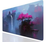 Tappetino Mouse Grande XXL 600x400x3mm, Cascata Tappetino Mouse Gaming Antiscivolo Impermeabile, Base in Gomma, Bordi Cuciti Rinforzati, Superficie Liscia Architettura Mousepad per Giochi GKit-5895