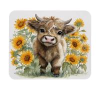 Tappetino Mouse Highland Cow Baby Sunflower 25X30Cm Soffice Mouse Pad Base in Gomma Mousemat per Gioco Lavoro