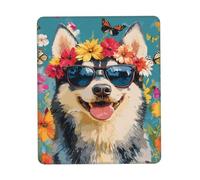Tappetino Mouse, Husky Dog Happy Spring Summer Puppy Dog Tappeto Mouse Personalizzato Tappetino Mouse Gaming Antiscivolo Tappetino da Gaming per Pc Casa 25X30Cm