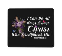 Tappetino Mouse I Can Do all Things Though Christ Who Strengthens Me Tappetino per Mouse Soft Mouse Pad Base Antiscivolo Accessori Gaming per Ufficio Essenziale per Ufficio Computer S