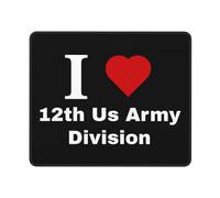 Tappetino Mouse I Love 12Th Us Army Division Portatile Tappetino per Mouse Bordi Cuciti Mousepad per Laptop Mac Ufficio 10X12In