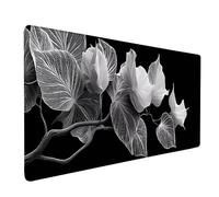 Tappetino Mouse In Bianco E Nero Tappetino Mouse XXL 800x400 mm, Mousepad Foglie Sottomano Scrivania con Base in Gomma Antiscivolo, Impermeabile Tappeto Scrivania con Bordi Cuciti, Computer -bby2509AX