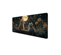Tappetino Mouse Luna 1000x500x3mm Tappetino Mouse XXL Mouse pad Gaming, con Bordi Cuciti Tappeto Scrivania, Base in Gomma Antiscivolo Mousepad, per PC, Laptop - Migliora la Precisione (Gatto) D1-942