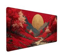 Tappetino Mouse Luna Tappetino Mouse XXL 800 x 300 mm, Mousepad Rosso Sottomano Scrivania con Base in Gomma Antiscivolo, Impermeabile Tappeto Scrivania con Bordi Cuciti per PC, Laptop -lsy26031A