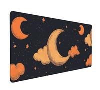 Tappetino Mouse Luna Tappetino Mouse XXL 800x400 mm, Mousepad Nero Sottomano Scrivania con Base in Gomma Antiscivolo, Impermeabile Tappeto Scrivania con Bordi Cuciti per PC, Laptop, Regalo -lsy26035Q