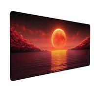 Tappetino Mouse Luna Tappetino Mouse XXL 800x400 mm, Mousepad Rosso Sottomano Scrivania con Base in Gomma Antiscivolo, Impermeabile Tappeto Scrivania con Bordi Cuciti per PC, Laptop, Regalo -lsy26035I
