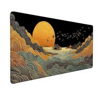 Tappetino Mouse Luna Tappetino Mouse XXL 800x400x3mm, Mousepad Giallo Sottomano Scrivania con Base in Gomma Antiscivolo, Impermeabile Tappeto Scrivania con Bordi Cuciti per PC, Laptop -lsy260381