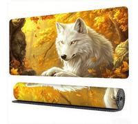 Tappetino Mouse Lupo, Foglia Tappetino Mouse 900x400 mm Mousepad Gaming, Computer Sottomano Scrivania Superficie con Base in Gomma Antiscivolo Bordi Cuciti per Tastiera, Gaming, PC Portatile, Model426