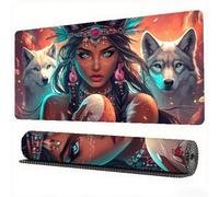 Tappetino Mouse Lupo, Sogno Tappetino Mouse 800x300 mm Mousepad Gaming, Computer Sottomano Scrivania Superficie con Base in Gomma Antiscivolo Bordi Cuciti per Tastiera, Gaming, PC Portatile, Model250