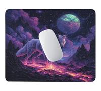 Tappetino Mouse Lupo sotto il cielo stellato Impermeabile 32 x 26 cm w-878 | Base Gomma Morbida Antiscivolo, Tessuto Poliestere, Asciugatura Veloce, per Scrivanie Legno e Vetro, Viaggi Lavorativi