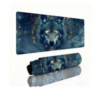 Tappetino Mouse Lupo Tappetino Mouse Gaming Blu 1200x600x3mm, Desk Mat con Base in Gomma Antiscivolo, Superficie Speciale, Migliora la Precisione, Tappeto Gaming con Bordi Cuciti per Computer 0B-761