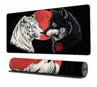 Tappetino Mouse Lupo, Tigre Tappetino Mouse 1600x800 mm Mousepad Gaming, Computer Sottomano Scrivania Superficie con Base in Gomma Antiscivolo Bordi Cuciti per Tastiera, Gaming, PC Portatile, Model714