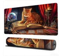 Tappetino Mouse Magia, Gatto Tappetino Mouse 700x400 mm Mousepad Gaming, Computer Sottomano Scrivania Superficie con Base in Gomma Antiscivolo Bordi Cuciti per Tastiera, Gaming, PC Portatile, Model116