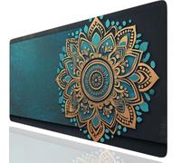 Tappetino Mouse Mandala Tappetino Mouse Gaming, Sottomano Scrivania Blu Mouse Pad XXL 900x300x3mm con Bordi Cuciti, Migliora Accessori Gaming Precisione e Velocità, Adatto per Giochi Ufficio GKit-2504