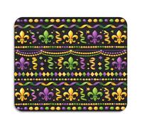 Tappetino Mouse Mardi Gras Fleur De Lys Flowe Soffice Tappetino Scrivania Bordi Cuciti Accessori Gaming per Sensori da Gioco Pc Gaming 10X12In