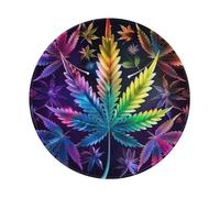 Tappetino Mouse Marijuana Leaves Cannabis Leaves Trippy Rainbow Mousemat | 20Cm Mousemat Portatile Liscio Tappetino Per Mouse Per Ufficio Gioco Laptop