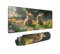 Tappetino Mouse Marrone Tappetino Mouse XXL 150 x 80 cm, Mousepad Coniglio Sottomano Scrivania con Base in Gomma Antiscivolo, Impermeabile Tappeto Scrivania con Bordi Cuciti per Laptop -hjw2601WA