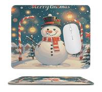 Tappetino Mouse, Merry Christmas Lovely Snowman Printed Confortevole Tappetino per Mouse Lavabile Mousepad per Ufficio Computer Tastiera 25X30cm