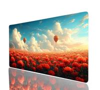 Tappetino Mouse Mongolfiera Tappetino Mouse xxl 100x50x0.3cm, Mousepad Fiore Cucire i Bordi Migliorare la Precisione e la Velocità, Mousepad per Scrivania Gaming Tastiera Wireless Pc Portatile JXL1903