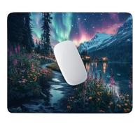 Tappetino Mouse Monte innevato aurora boreale Impermeabile 32 x 26 cm w-452 | Base Gomma Morbida Antiscivolo, Tessuto Poliestere, Asciugatura Veloce, per Scrivanie Legno e Vetro, Viaggi Lavorativi