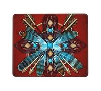 Tappetino Mouse Native American Red Tribal Feather Confortevole Mouse Mat Antiscivolo Mousepad per Sensori da Gioco Computer Mac 10X12In