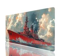 Tappetino Mouse Nave da guerra Tappetino Mouse xxl 100x50x0.3cm, Mousepad Barca Cucire i Bordi Migliorare la Precisione e la Velocità, Mousepad per Scrivania Gaming Tastiera Pc Portatile JXL-3952
