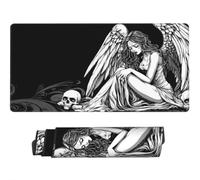 Tappetino Mouse Nero, Mouse Pad XXL 600 x 300 x 3 mm, Angelo Caduto Tappetino Gaming Grande Sottomano Scrivania, Impermeabile Mousepad Lavabile con Base in Gomma Antiscivolo per Computer-MP703