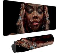 Tappetino Mouse Nero Tappetino Mouse Grande Donna Africana Esteso Gaming Mousepad XXL 1500x800x3 mm, Base in Gomma Impermeabile e Antiscivolo Sottomano Scrivania per Laptop, Accessori Scrivania G-B