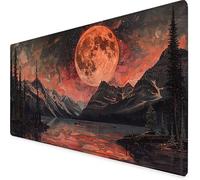 Tappetino Mouse Nero Tappetino Mouse XXL 1500x800 mm, Mousepad Luna Sottomano Scrivania con Base in Gomma Antiscivolo, Impermeabile Tappeto Scrivania con Bordi Cuciti per PC, Laptop, Regalo -yym2509DX
