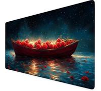 Tappetino Mouse nero, Tappetino Mouse XXL 800 x 400mm, Impermeabile Barca Mousepad con Base in Gomma Antiscivolo e Bordi Cuciti Design, Accessori Scrivania per Giocatore/Ufficio/Casa, Regalo F1-357