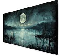 Tappetino Mouse Nero Tappetino Mouse XXL 800x300 mm, Mousepad Luna Sottomano Scrivania con Base in Gomma Antiscivolo, Impermeabile Tappeto Scrivania con Bordi Cuciti per PC, Laptop, Regalo -yym2509TC