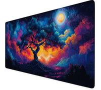 Tappetino Mouse nero, Tappetino Mouse XXL 800x400x3mm, Impermeabile Albero Mousepad con Base in Gomma Antiscivolo e Bordi Cuciti Design, Accessori Scrivania per Giocatore/Ufficio/Casa, Regalo F1-629