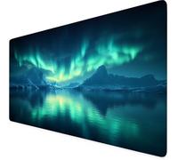 Tappetino Mouse nero, Tappetino Mouse XXL 900 x 400mm, Impermeabile aurora Mousepad con Base in Gomma Antiscivolo e Bordi Cuciti Design, Accessori Scrivania per Giocatore/Ufficio/Casa, Regalo F1-57