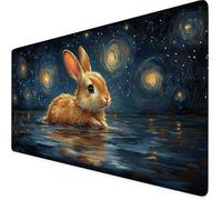 Tappetino Mouse nero, Tappetino Mouse XXL 900x400x3mm, Impermeabile coniglio Mousepad con Base in Gomma Antiscivolo e Bordi Cuciti Design, Accessori Scrivania per Giocatore/Desktop/Ufficio F1-589