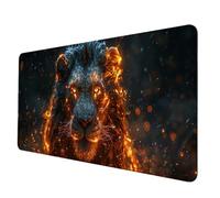 Tappetino Mouse Nero Tappetino Scrivania Grande 800 x 400 mm, Mousepad Leone Sottomano Scrivania con 3MM Bordi Cuciti, Impermeabile Mousepad Base in Gomma Antiscivolo per PC, Laptop, Gaming -hjw2506TG